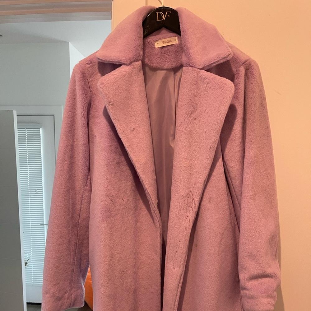 asos lilac furry coat